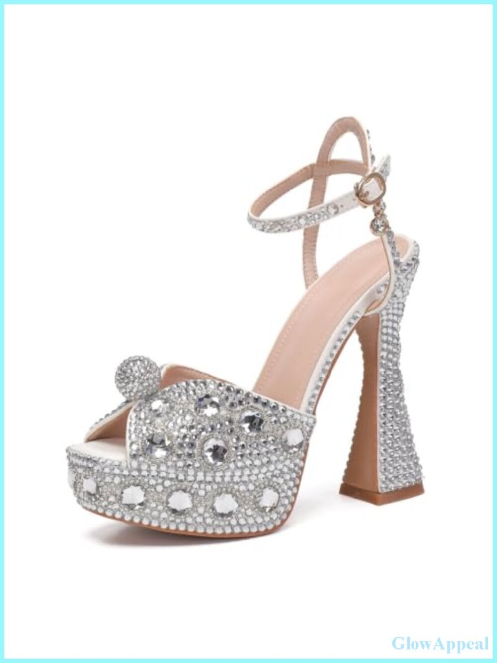 Platform Slingback High Heel Wedding Sandals Faux Leather Peep Toe
